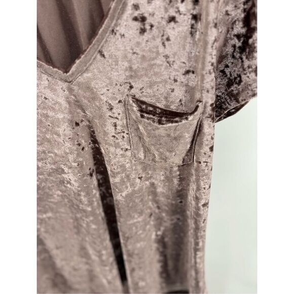 POL short sleeve v neck crushed velvet mauve t shirt size medium - Picture 8 of 11